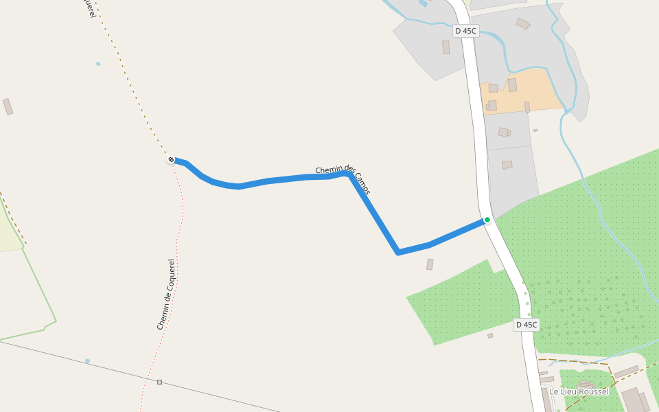 Chemin des Camps walking route map in Douville-en-Auge