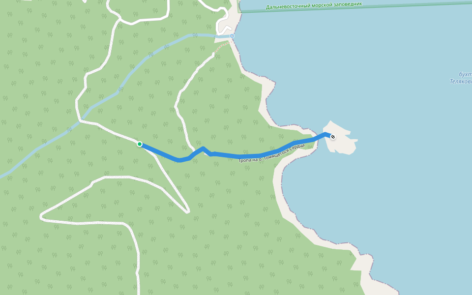 Тропа на о. Томящегося Сердца walking route map in Mayak Gamov
