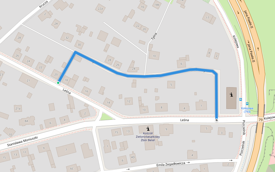 Tylna walking route map in Jaworzno