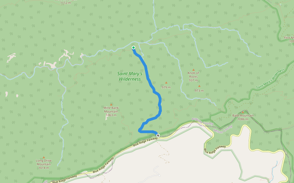 Mine Bank Creek Trail walking route map in Raphine