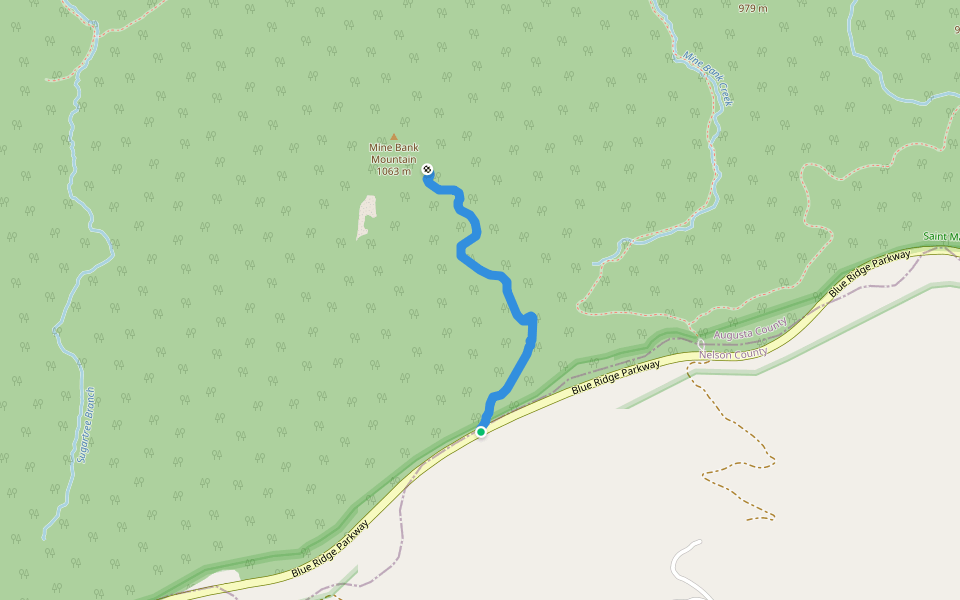 Mine Bank Mountain Trail walking route map in Vesuvius