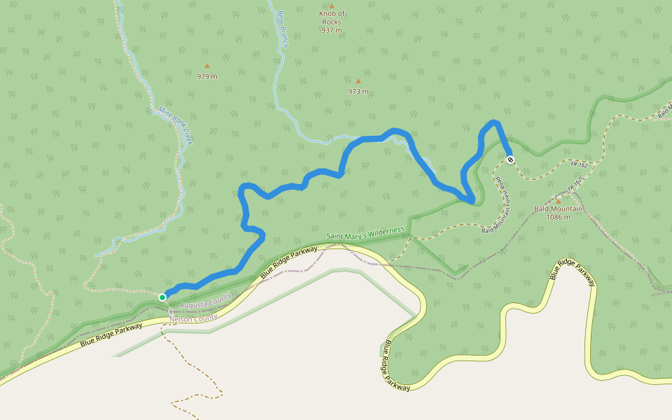 Bald Mountain Overlook Trail walking route map in Vesuvius