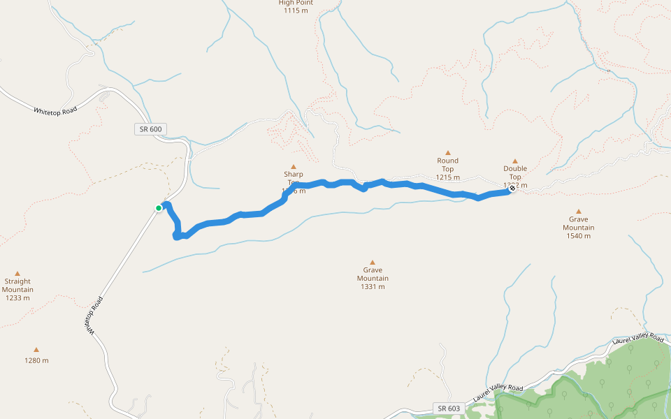 Little Laurel Trail walking route map in Chilhowie