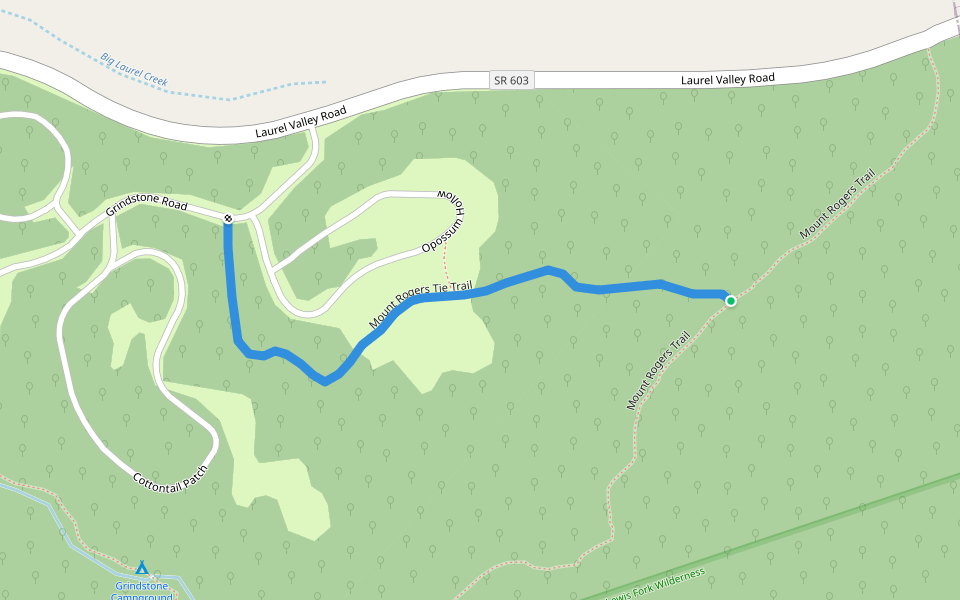 Mount Rogers Tie Trail walking route map in Troutdale