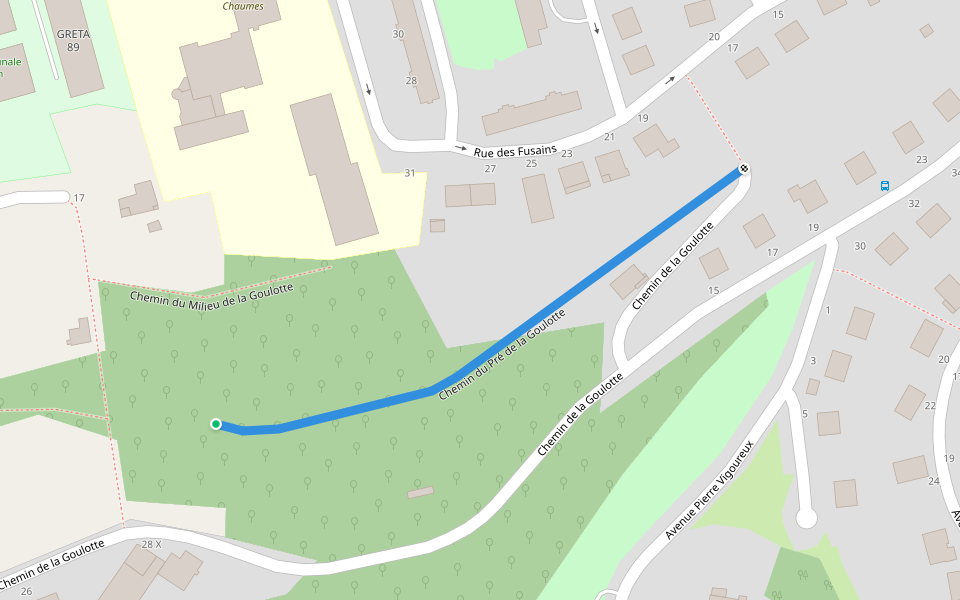 Chemin du Pré de la Goulotte walking route map in Avallon