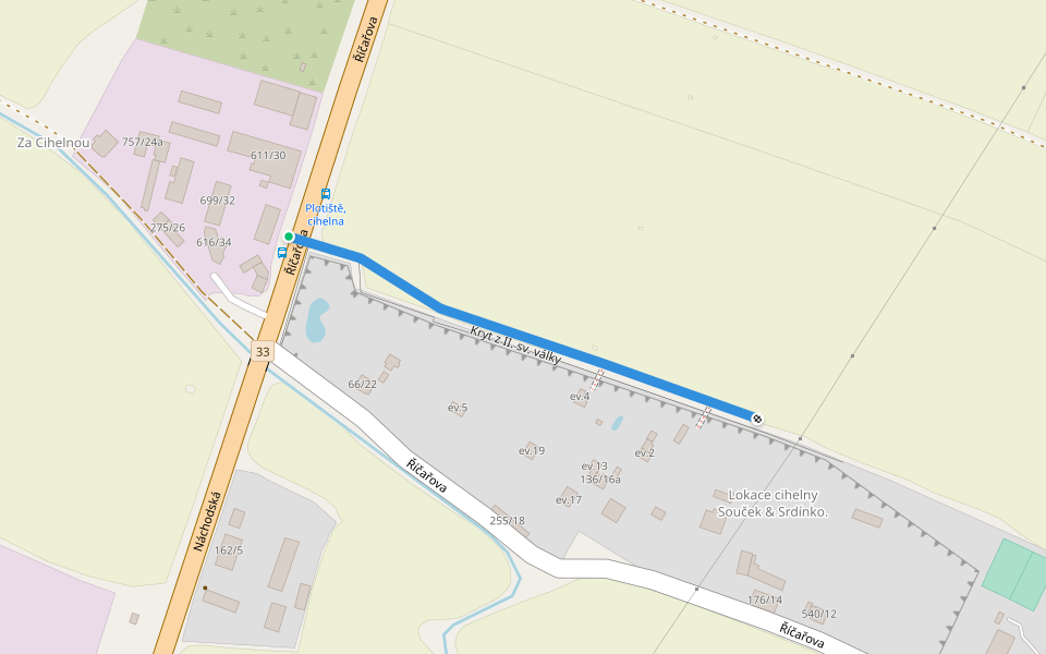 Kryt z II. sv. války walking route map in Hradec Kralove