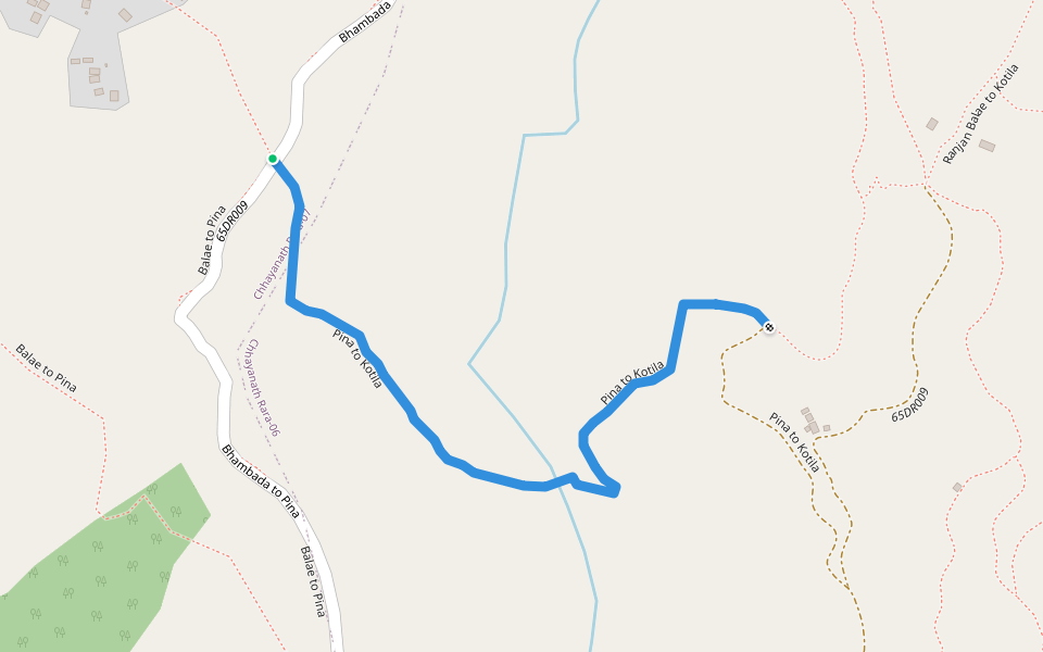 Pina to Kotila walking route map in Pina