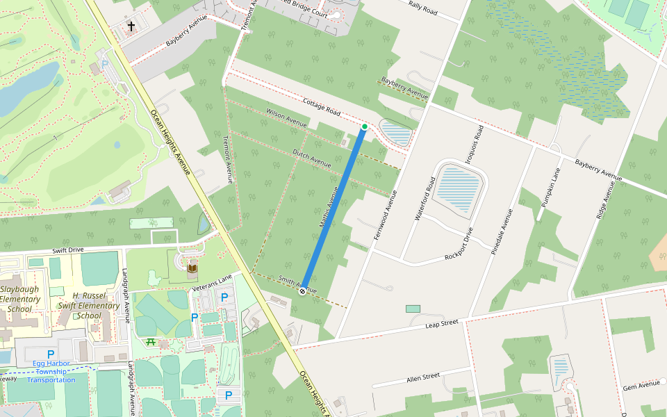 Mathis Avenue walking route map in Egg Harbor Township