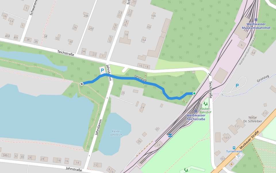 Grünzug walking route map in Weißwasser/Oberlausitz