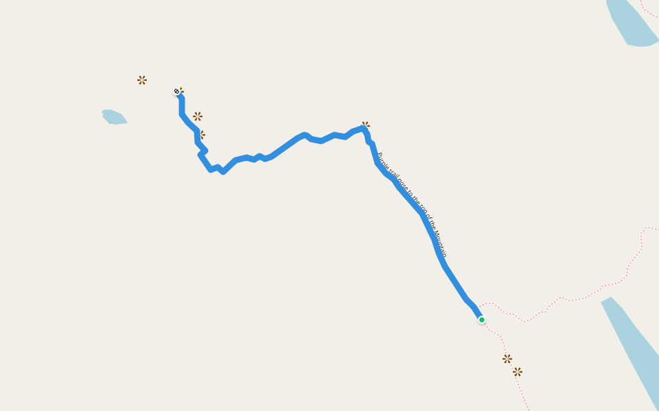 Purple trail gose to the top of the Mountain walking route map in Fermont