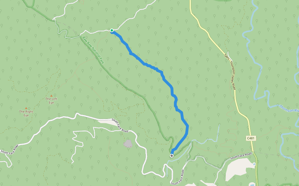 Firebreak Track walking route map in Baw Baw