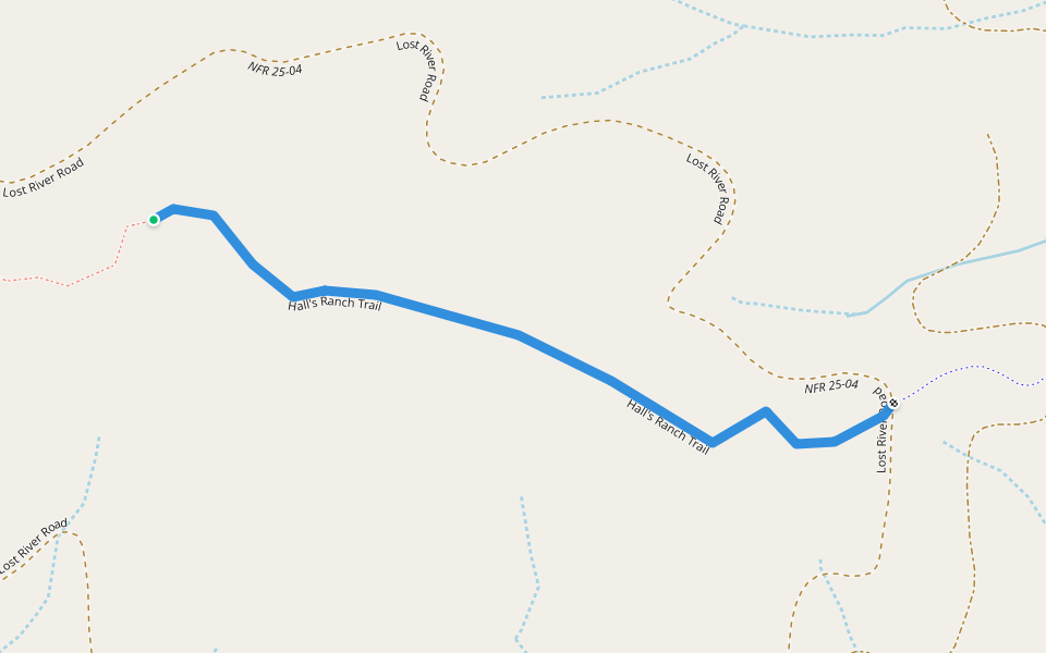 Hall's Ranch Trail walking route map in Camptonville