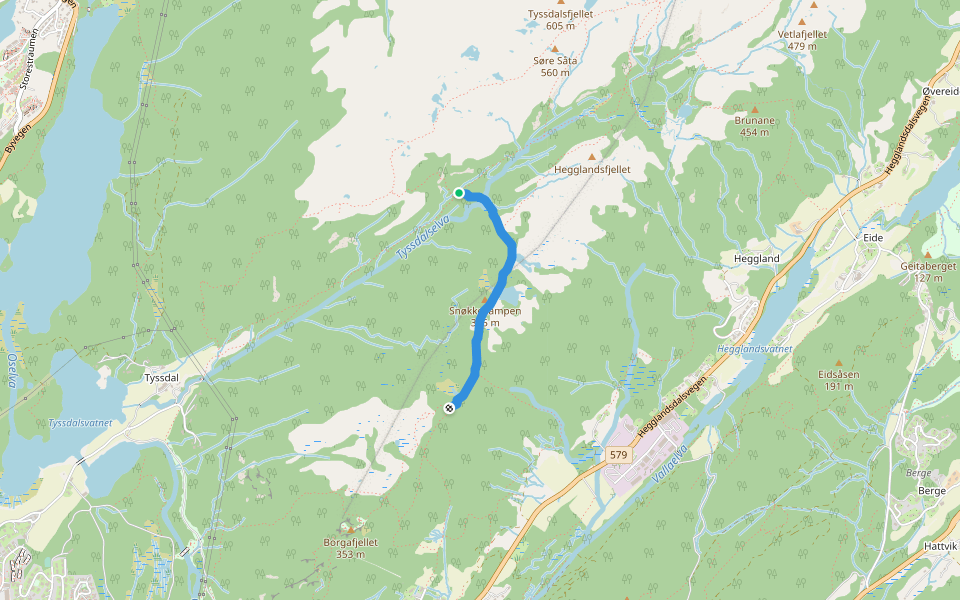 Borgabu-Stemmedalen walking route map in Osøyro
