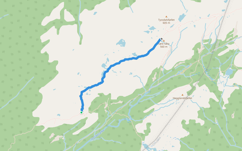 Linken-Søre Såta walking route map in Osøyro