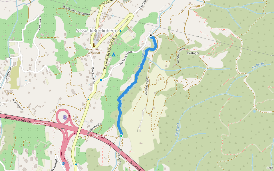 Antico sentiero del Beodo walking route map in Sasso di Bordighera