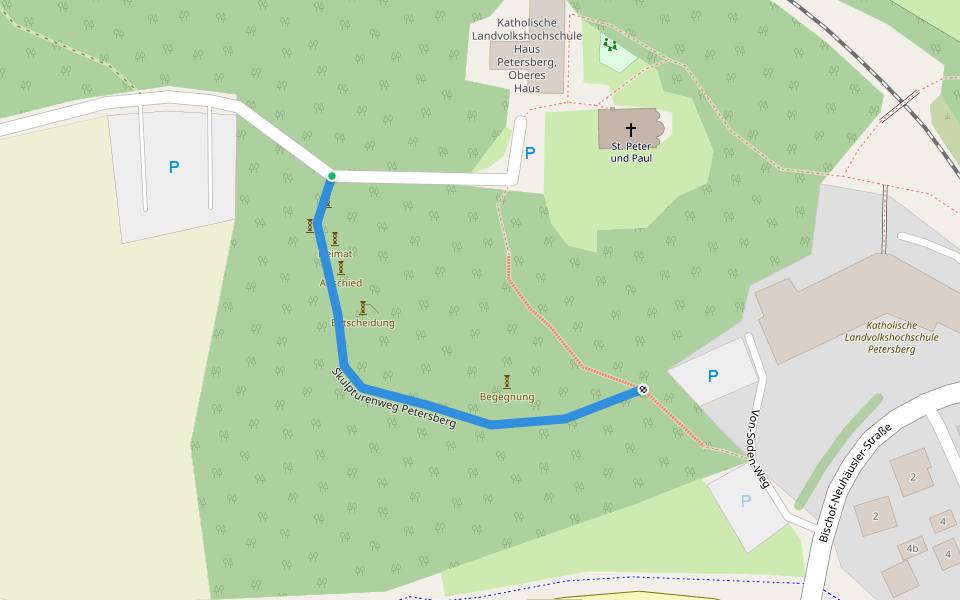 Skulpturenweg Petersberg walking route map in Erdweg