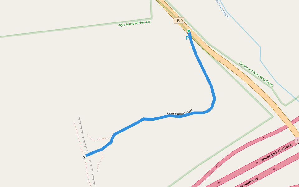 King Philips path walking route map in New Russia