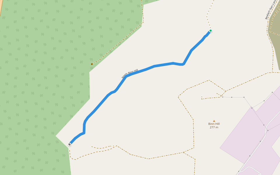 North Binn Hill walking route map in Glenfarg