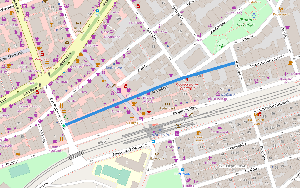 Αλατσάτων walking route map in Nea Ionia