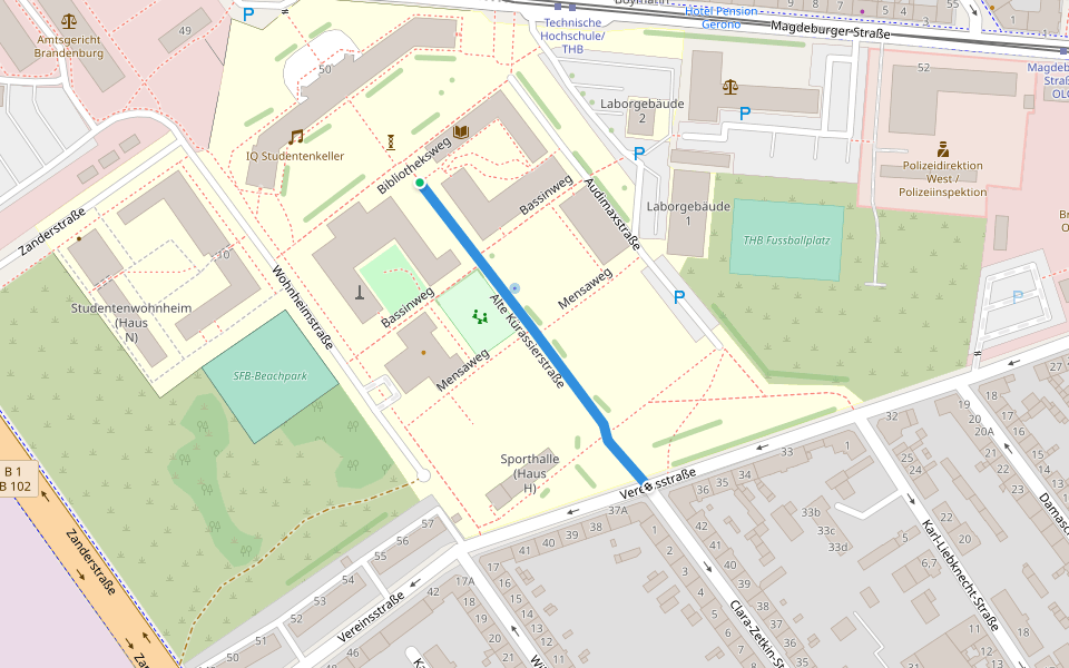 Alte Kürassierstraße walking route map in Brandenburg an der Havel