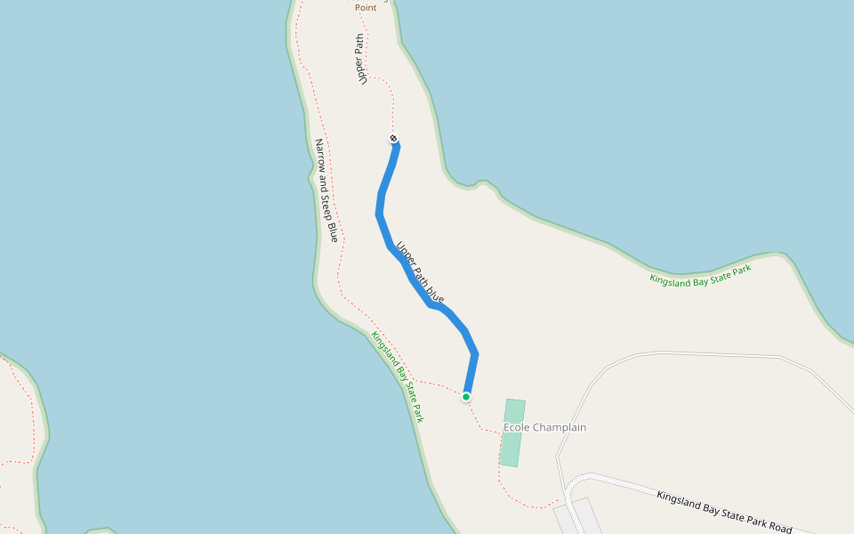 Upper Path blue walking route map in Ferrisburgh