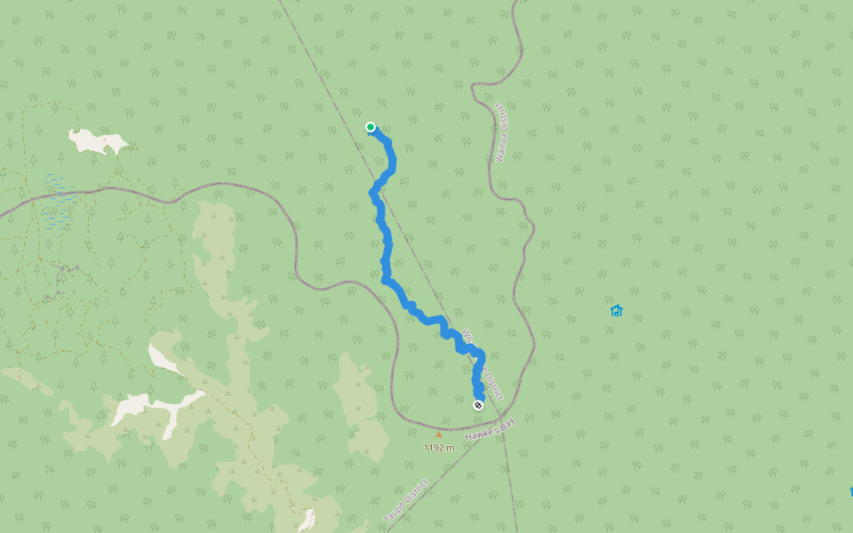 Upper Whirinaki Track walking route map in Kaingaroa