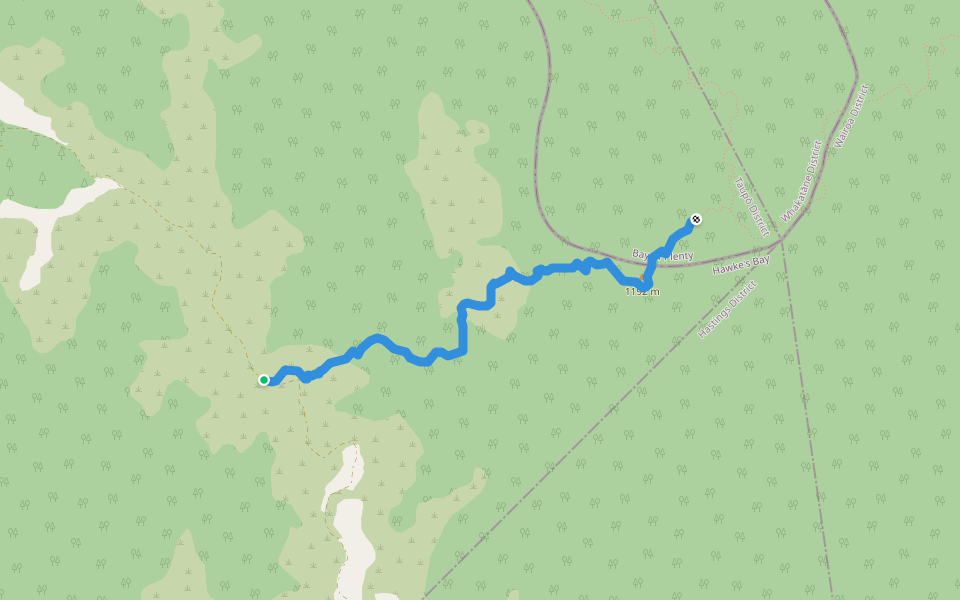 Pukahunui Track walking route map in Waipunga