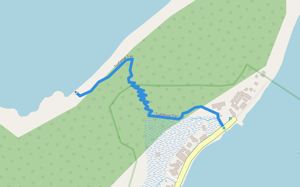 Tuafanua Trail walking route map in Vatia