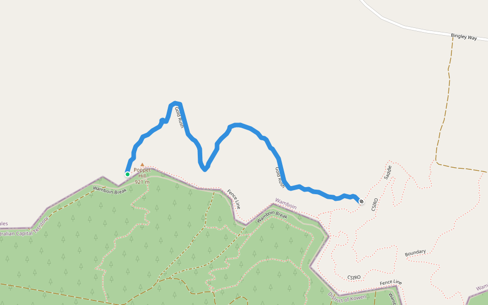 Gold Rush walking route map in Wamboin