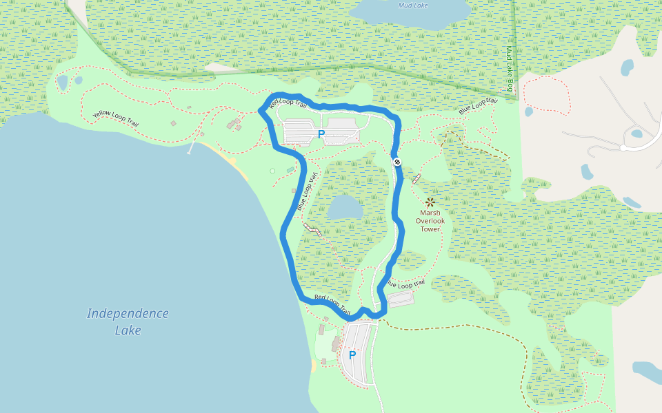 Red Loop Trail walking route map in Whitmore Lake