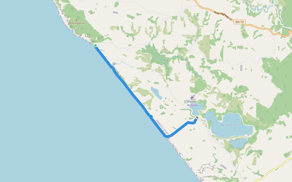 Kai Iwi Lakes Coastal Track walking route map in Aranga