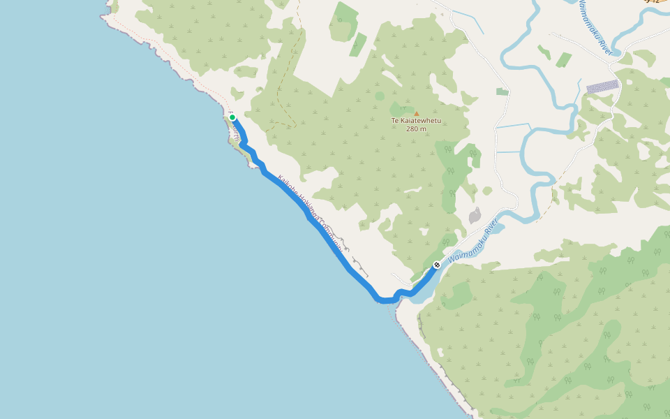 Waimamaku Coastal Track walking route map in Ōmāpere