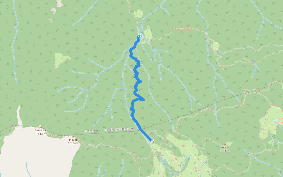Mosogno - Monte Comino walking route map in Onsernone