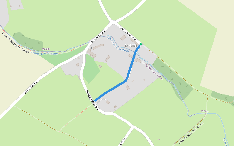 Chemin au Courtois walking route map in Sainte-Honorine-du-Fay