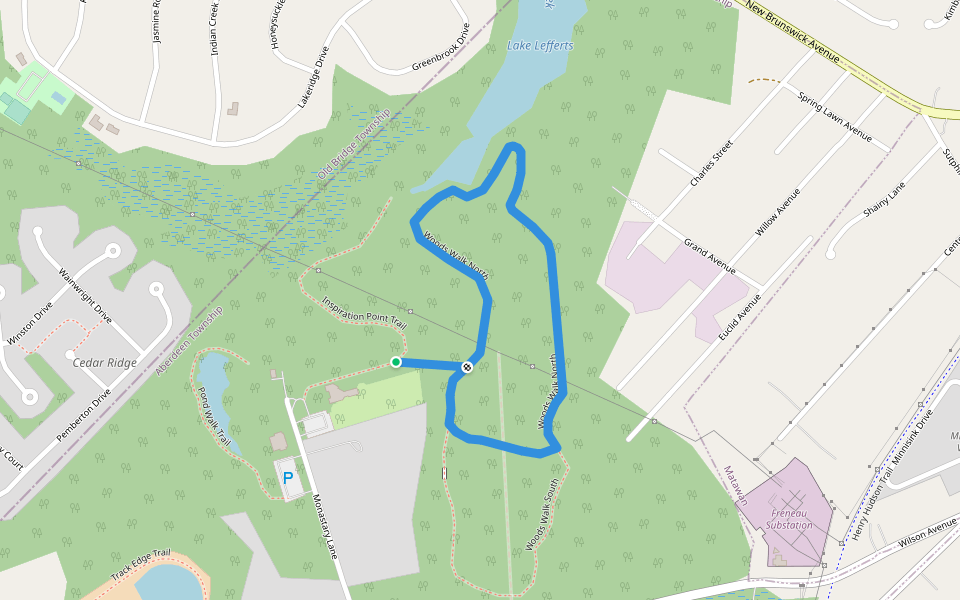 Woods Walk North walking route map in Aberdeen Township