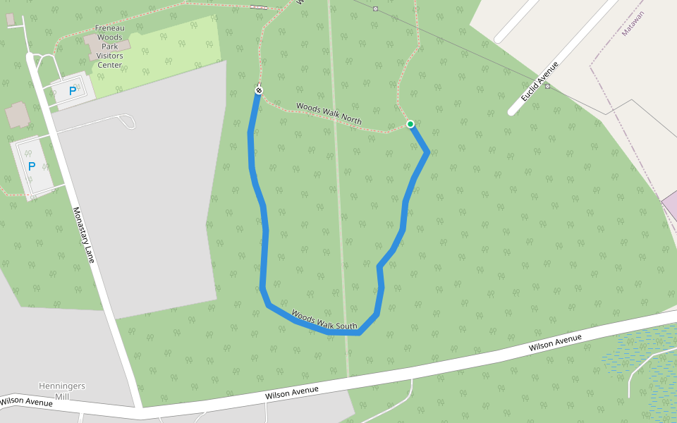 Woods Walk South walking route map in Aberdeen Township