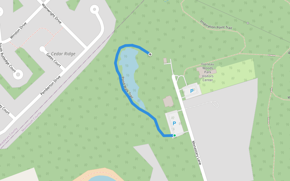 Pond Walk Trail walking route map in Matawan