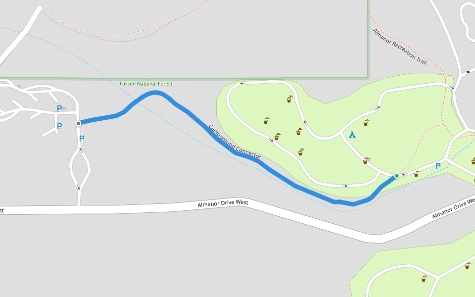 Campground Connector walking route map in Canyondam