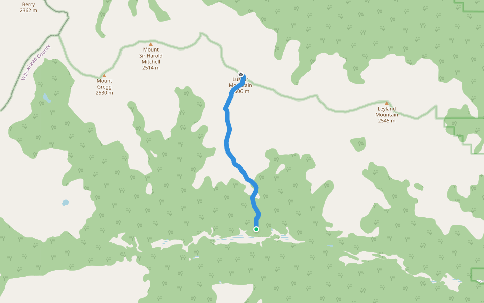 Luscar Mountain Scramble walking route map in Robb