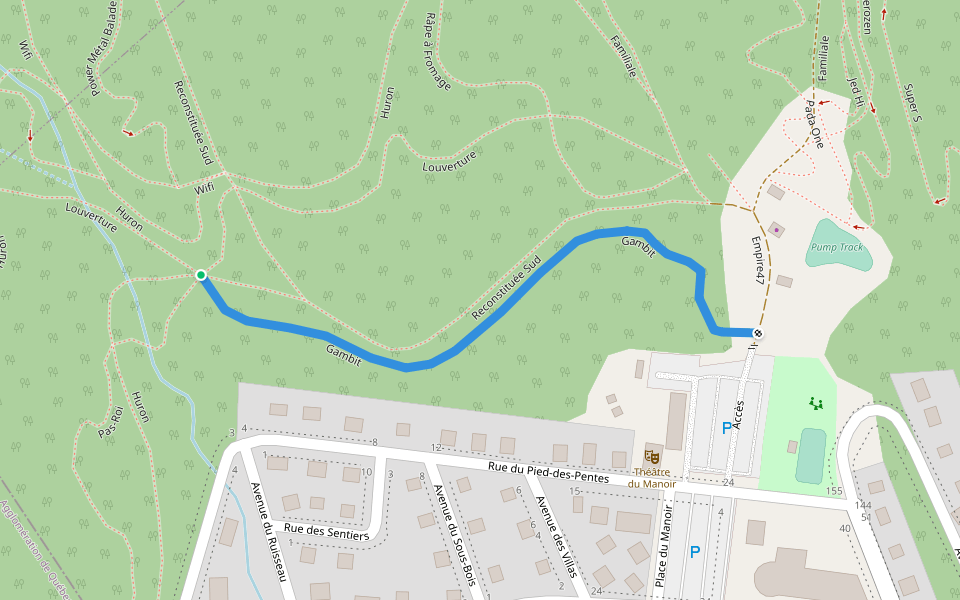Gambit walking route map in Lac-Delage