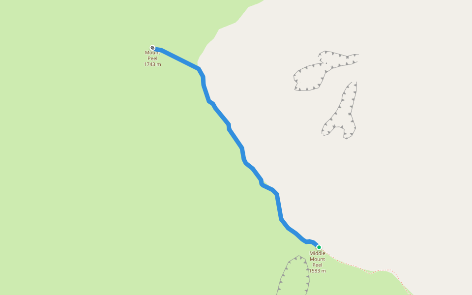Mount Peel route walking route map in Fairlie