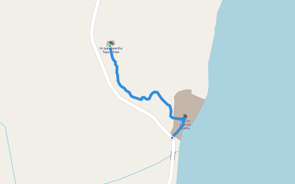 Sri Jayatheertha Tapa Sthala daari walking route map in Yergol