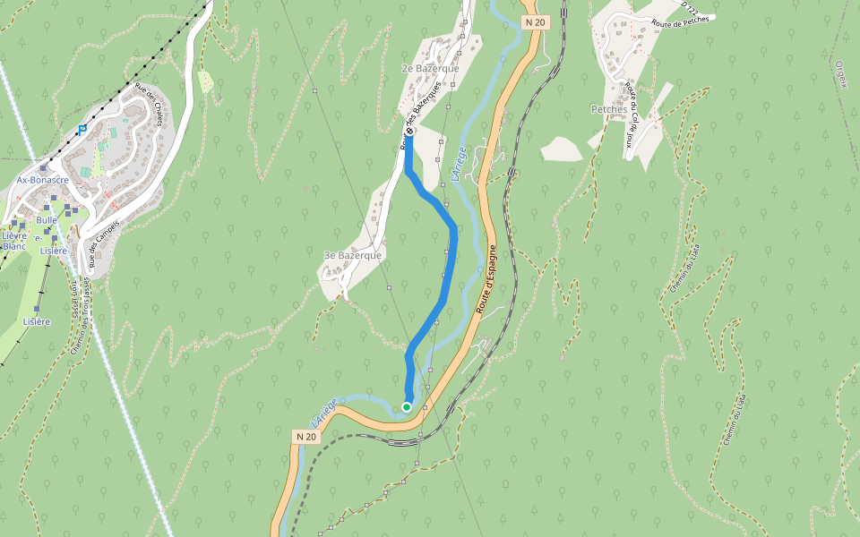 Chemin de Runac walking route map in Ax-les-Thermes