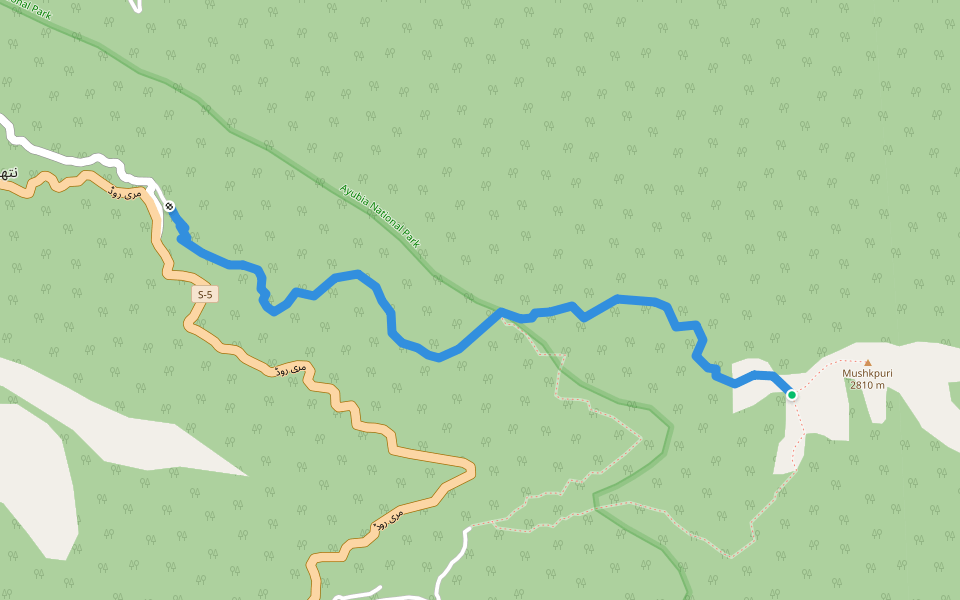 Nathia Gali - Mukshpuri trail walking route map in Dunga Gali