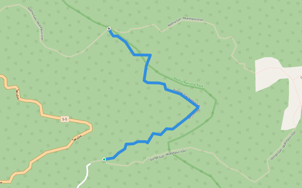 pipeline trail Nathia Gali - Mukshpuri walking route map in Dunga Gali