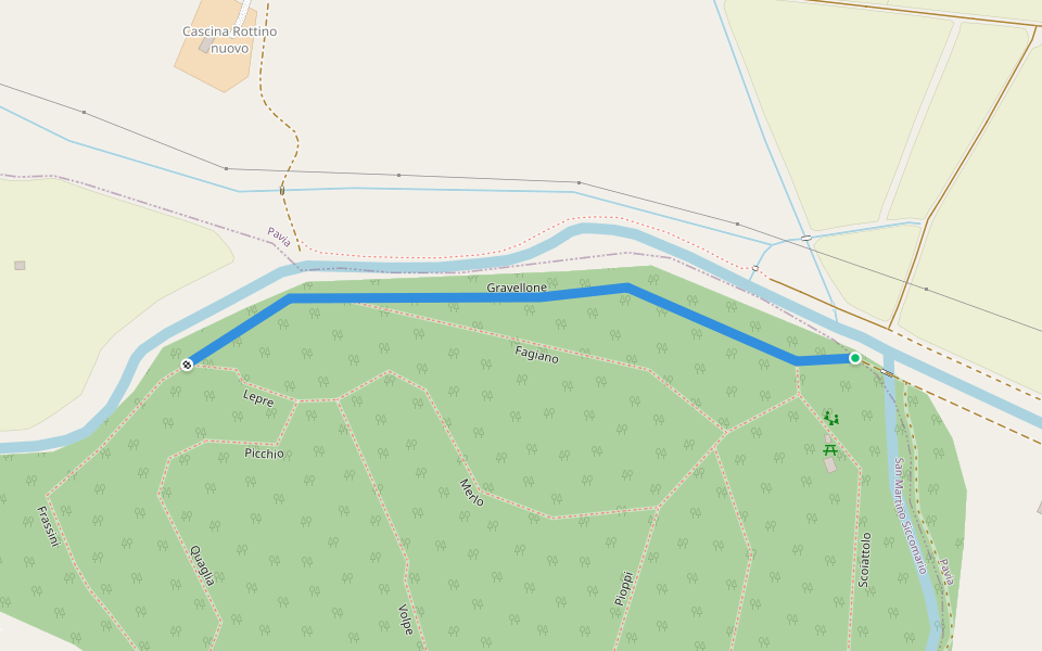 Gravellone walking route map in Pavia