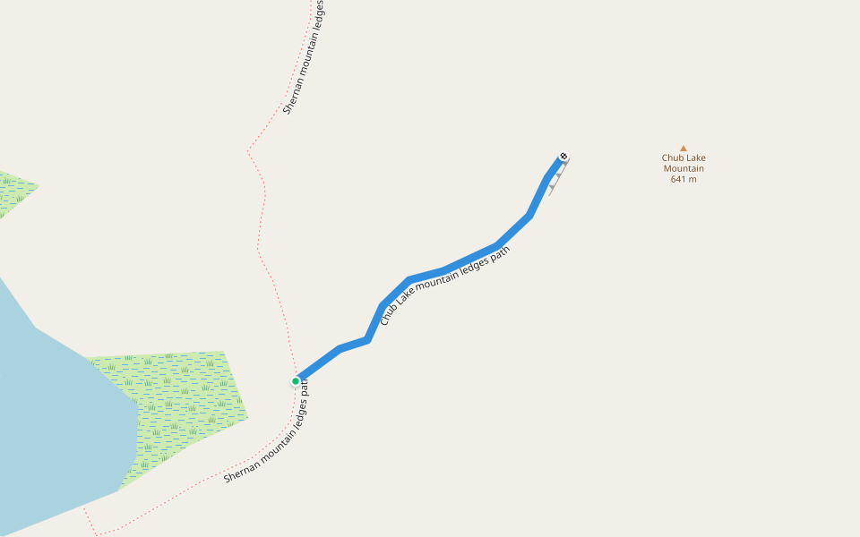 Chub Lake mountain ledges path walking route map in Caroga Lake