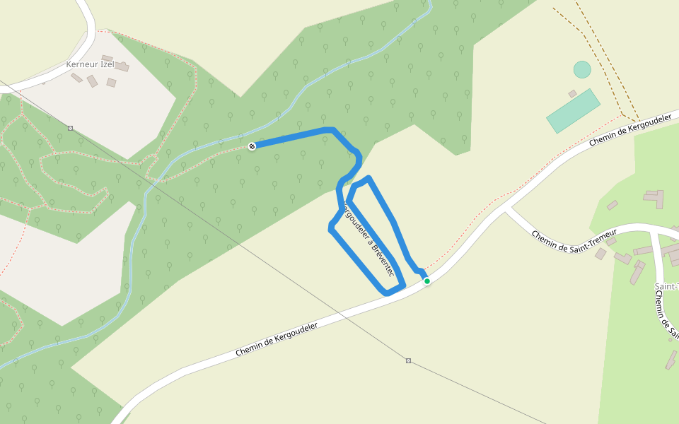 Kergoudeler à Bréventec walking route map in Pluvigner
