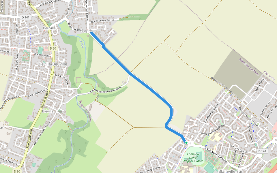 Voie verte D 141 walking route map in Blainville-sur-Orne