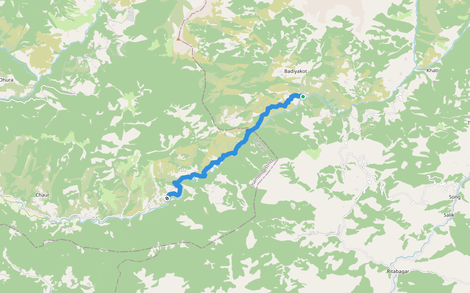 Kharkiya to Kheta walking route map in Kilpara